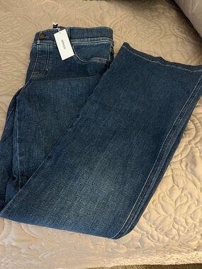 SPANX Women's Dark Indigo High-Rise Straight Leg Jeans